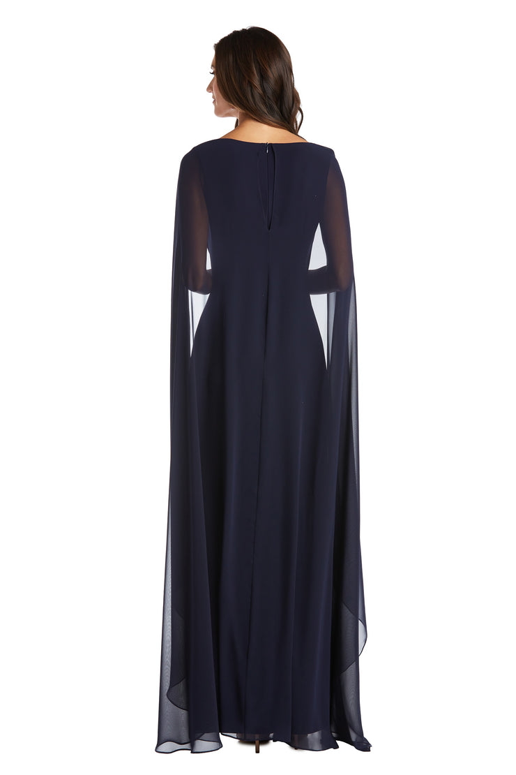 Black Embellished Crystal Georgette Silk Cape Gown